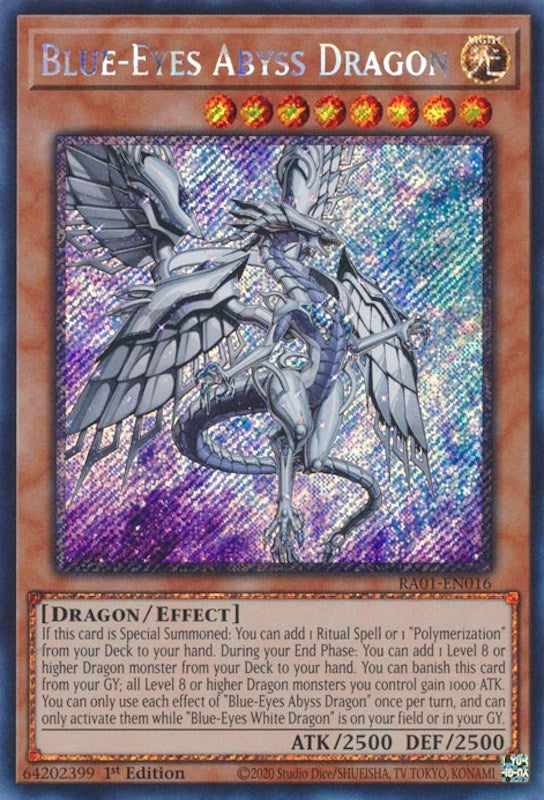 Image for Blue-Eyes Abyss Dragon (Platinum Secret Rare) (25th Anniversary Rarity Collection) (RA01-EN016) - YuGiOh