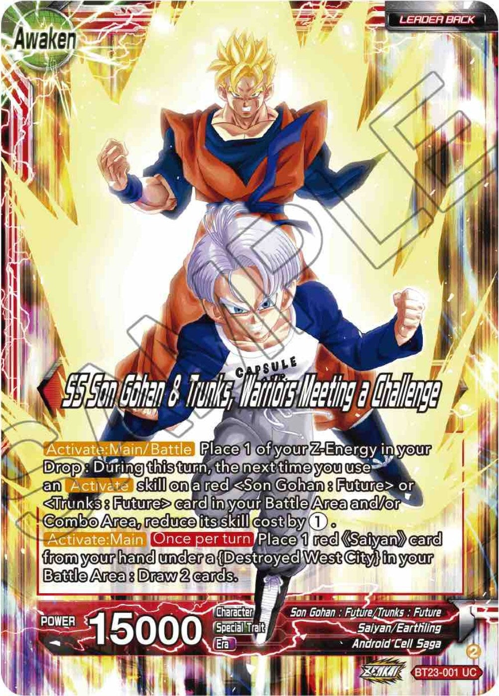 Image for Son Gohan & Trunks // SS Son Gohan & Trunks, Warriors Meeting a Challenge (Perfect Combination) (BT23-001) - Dragon Ball Super: Masters