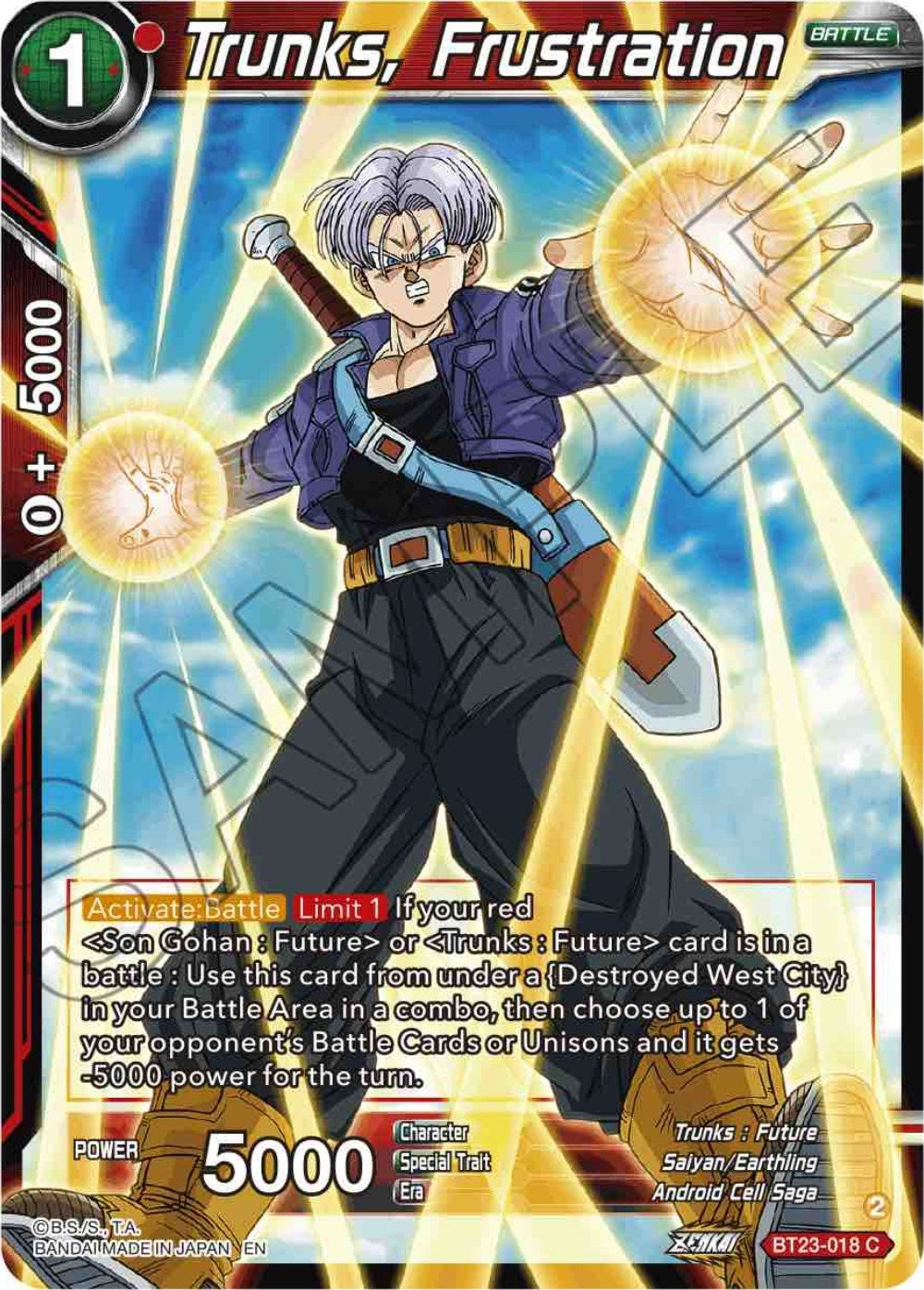 Image for Trunks, Frustration (Perfect Combination) (BT23-018) - Dragon Ball Super: Masters