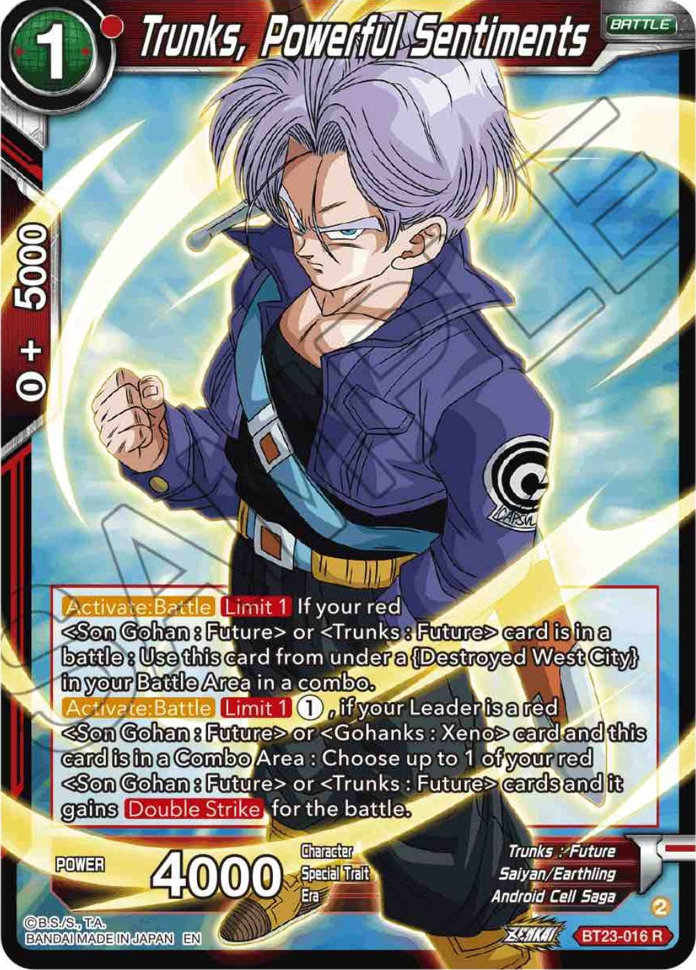 Image for Trunks, Powerful Sentiments (Perfect Combination) (BT23-016) - Dragon Ball Super: Masters