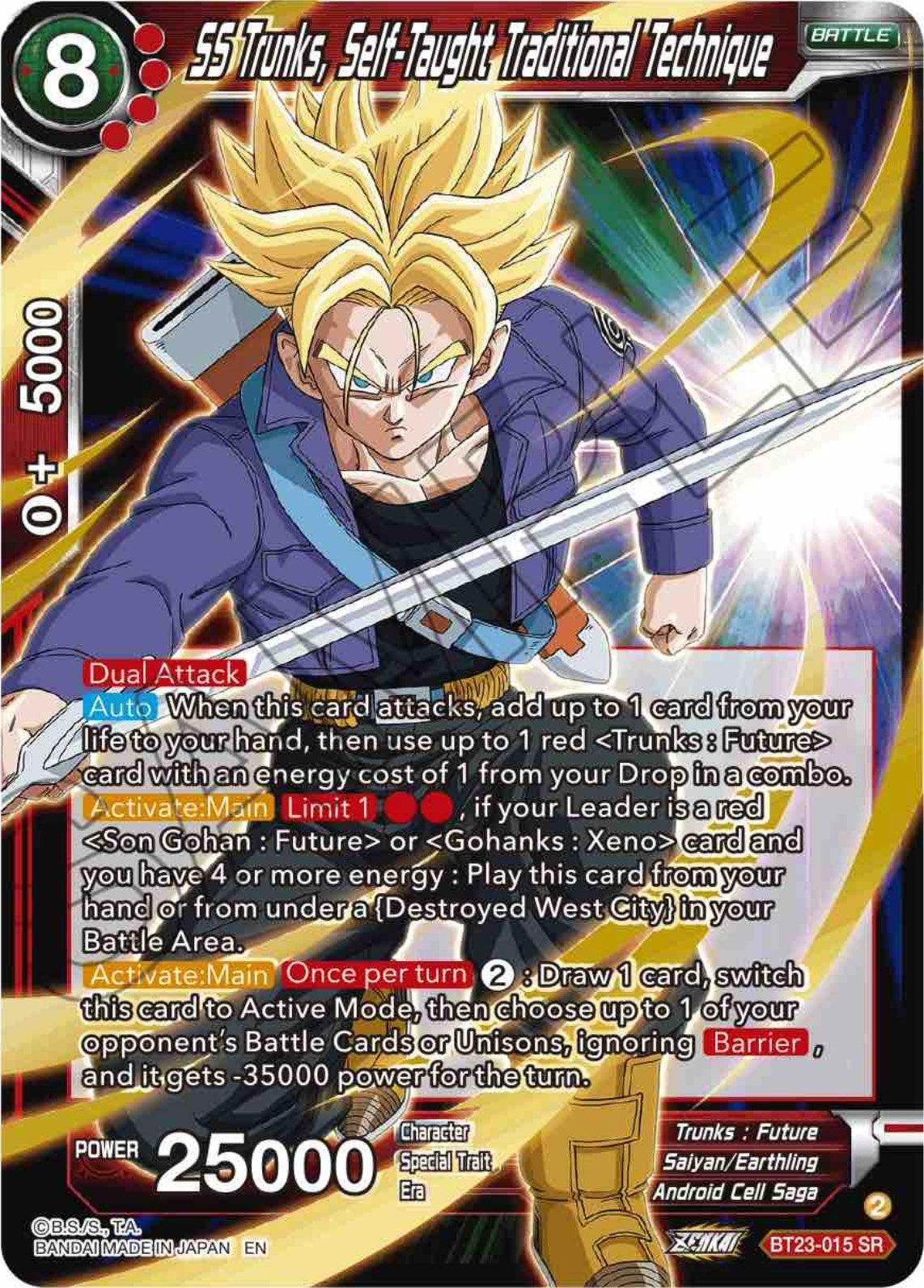 Image for SS Trunks, Self-Taught Traditional Technique (Perfect Combination) (BT23-015) - Dragon Ball Super: Masters