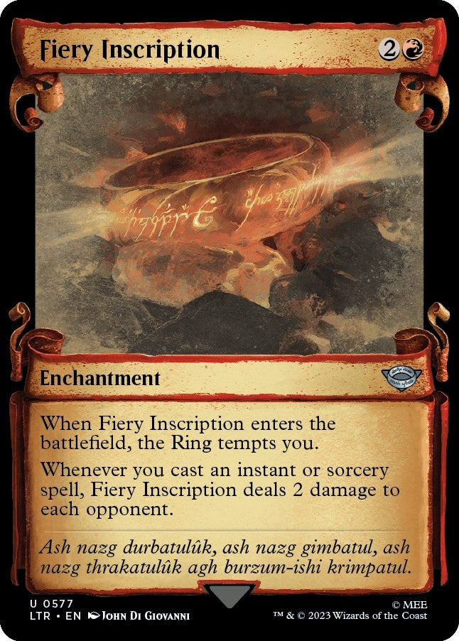 Image for Fiery Inscription (Showcase Scrolls) (Universes Beyond: The Lord of the Rings: Tales of Middle-earth) (577) - Magic: The Gathering