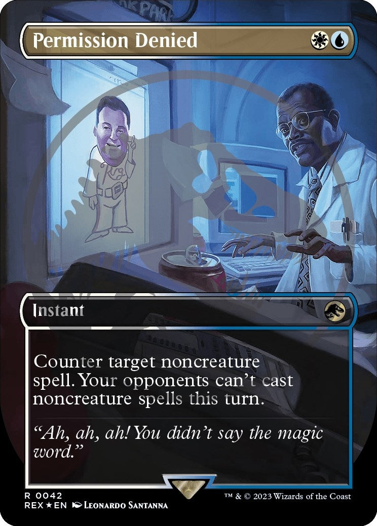 Image for Permission Denied (Borderless) (Emblem) (Universes Beyond: Jurassic World Collection) (42) - Magic: The Gathering