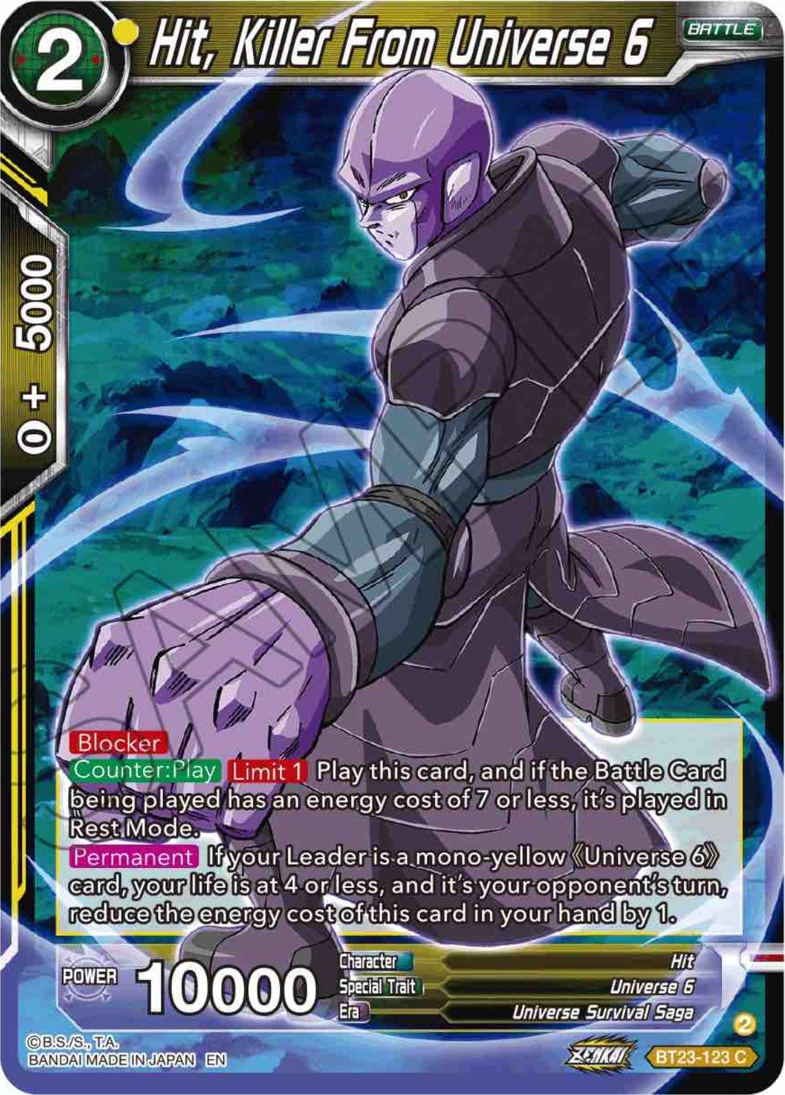 Image for Hit, Killer From Universe 6 (Perfect Combination) (BT23-123) - Dragon Ball Super: Masters