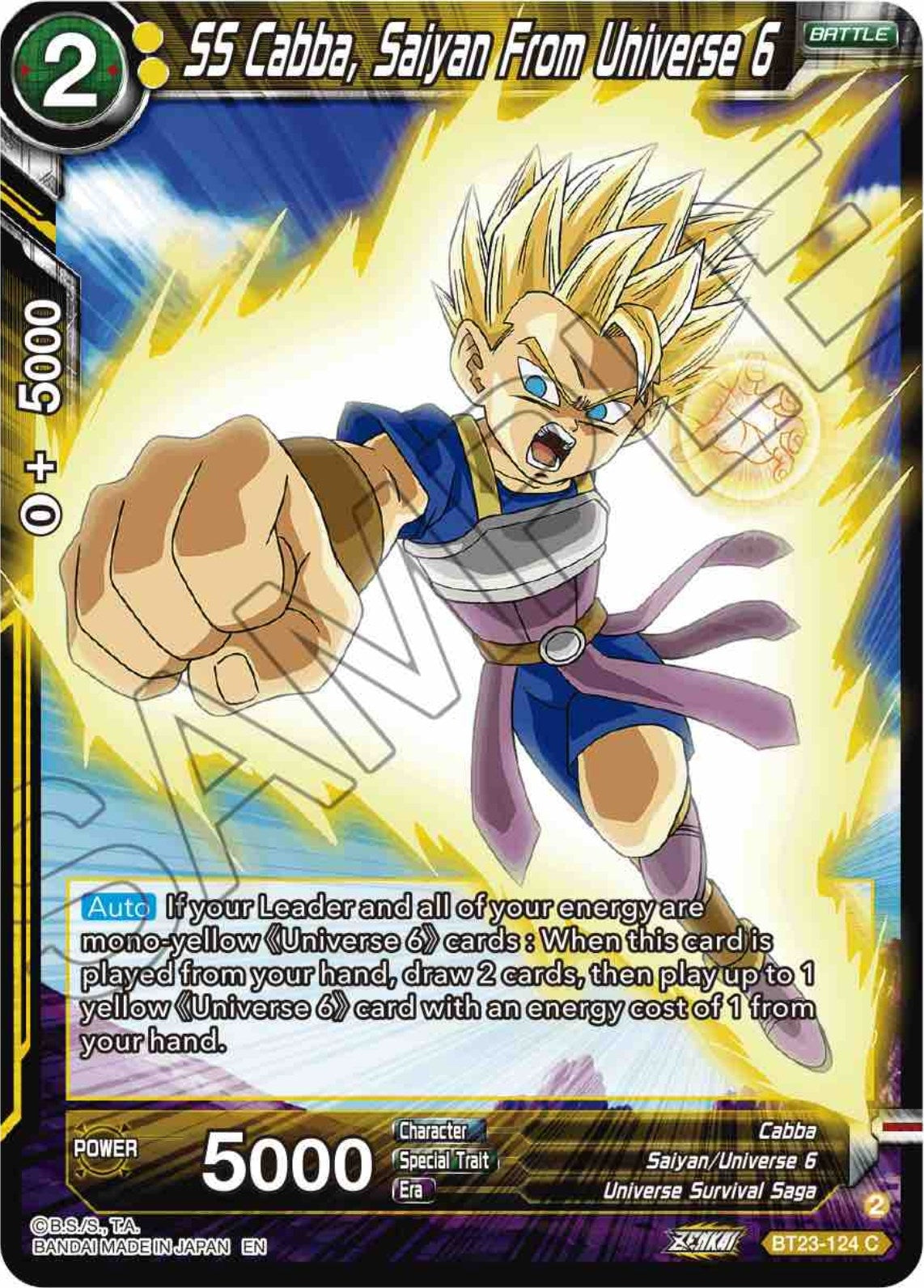 Image for SS Cabba, Saiyan From Universe 6 (Perfect Combination) (BT23-124) - Dragon Ball Super: Masters