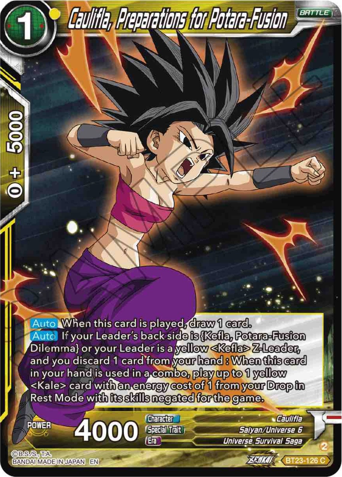 Image for Caulifla, Preparations for Potara-Fusion (Perfect Combination) (BT23-126) - Dragon Ball Super: Masters