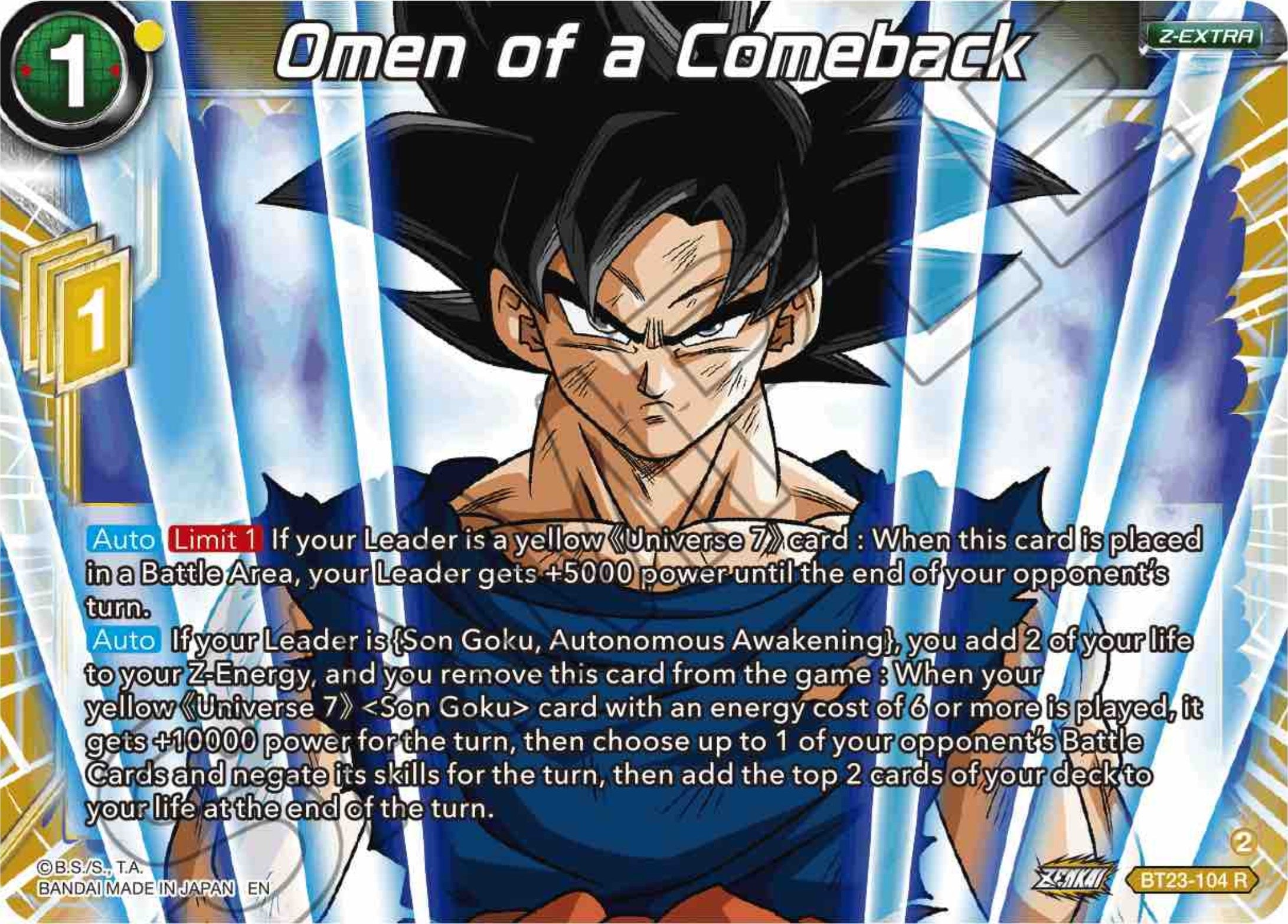 Image for Omen of a Comeback (Perfect Combination) (BT23-104) - Dragon Ball Super: Masters