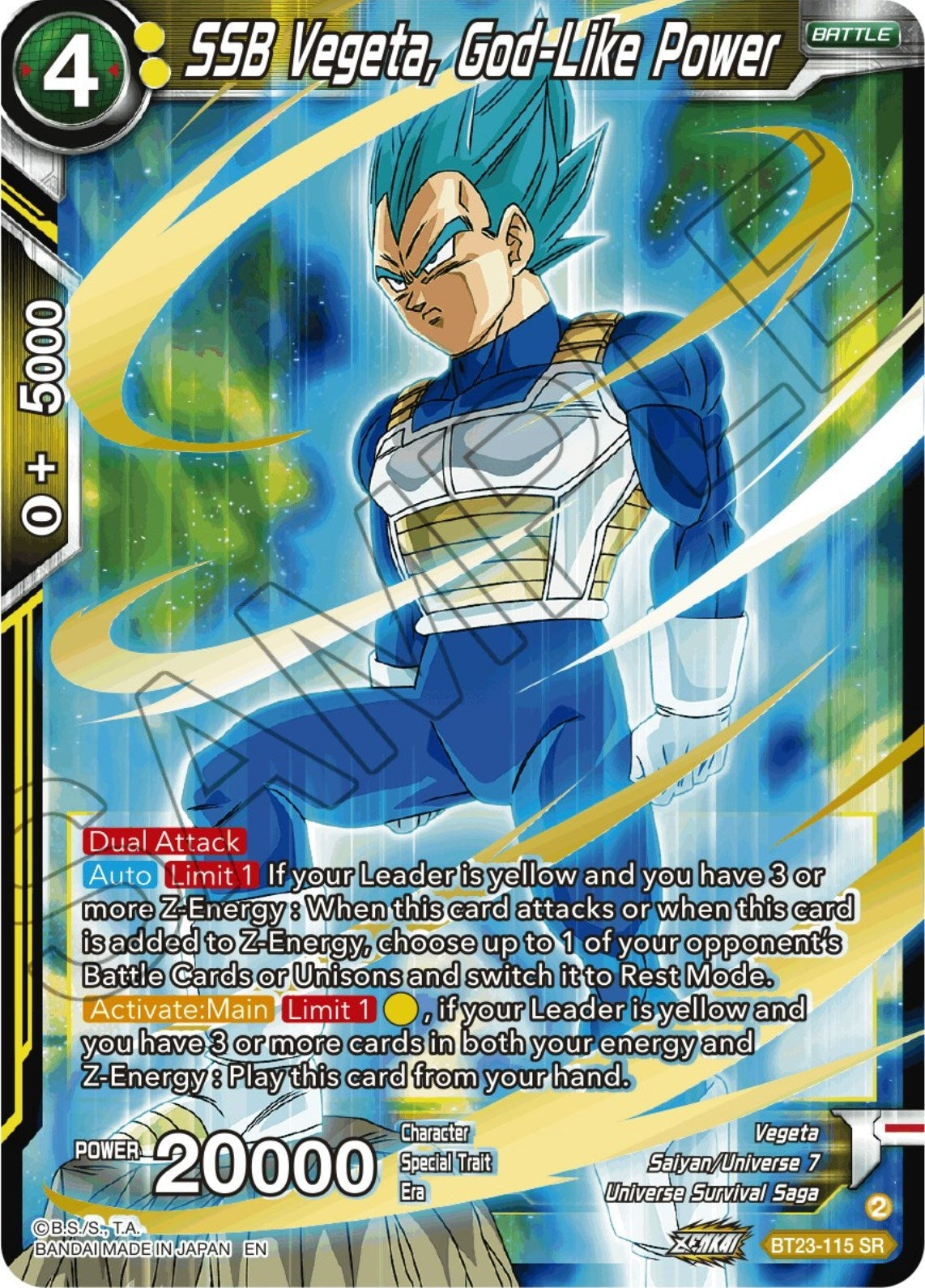 Image for SSB Vegeta, God-Like Power (Perfect Combination) (BT23-115) - Dragon Ball Super: Masters