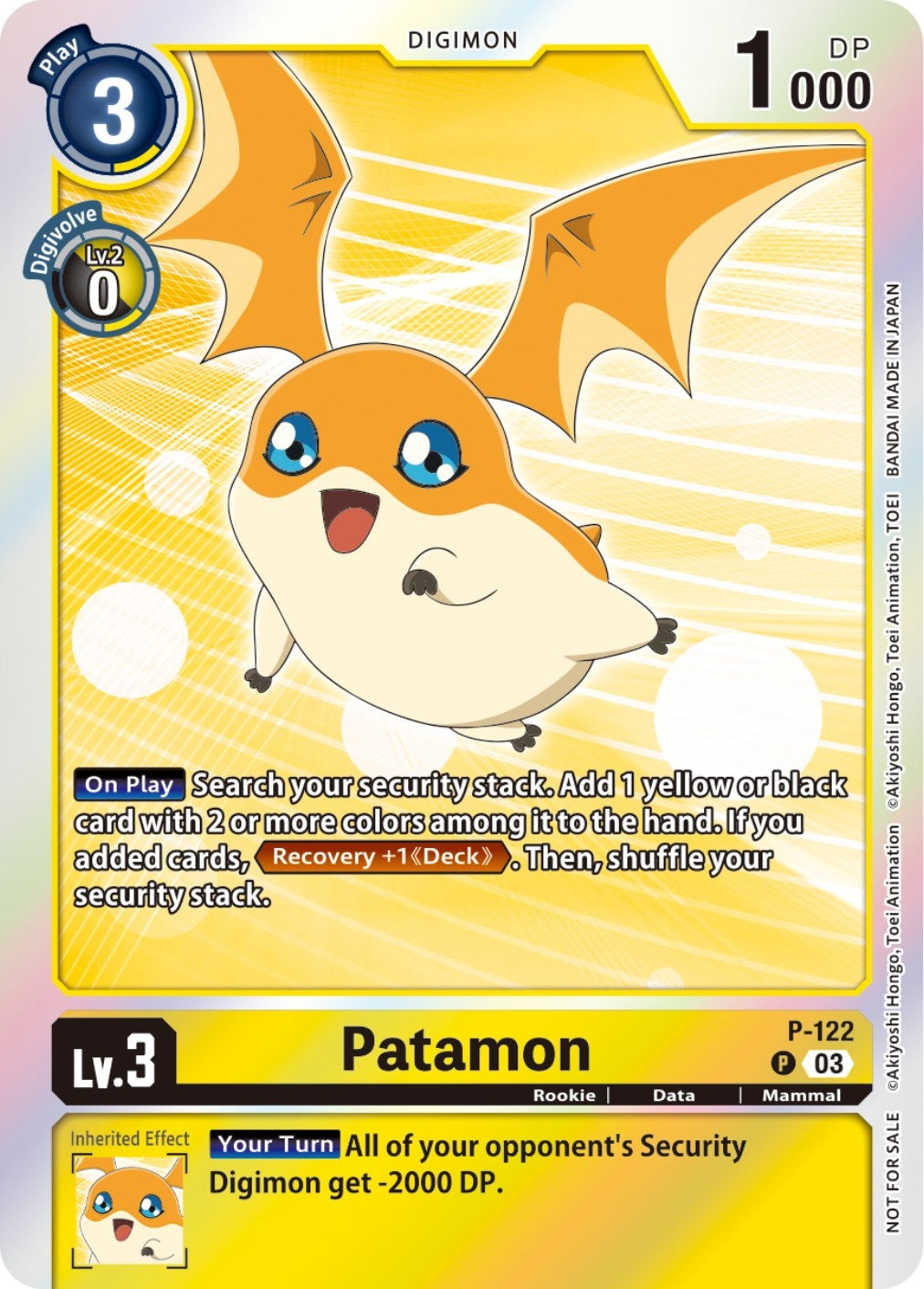 Image for Patamon - P-122 (Tamer Party Pack -The Beginning- Ver. 2.0) (P-122 P) (D-PR) - Digimon Card Game