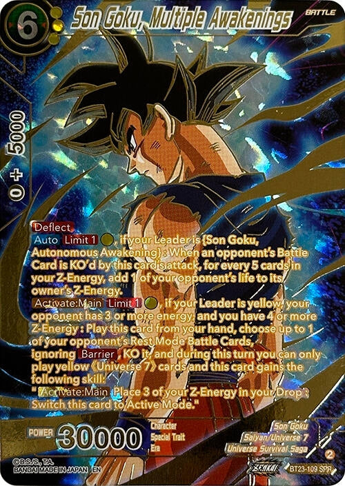 Image for Son Goku, Multiple Awakenings (SPR) (Perfect Combination) (BT23-109) - Dragon Ball Super: Masters