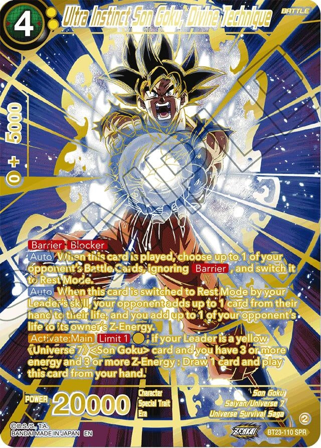 Image for Ultra Instinct Son Goku, Divine Technique (SPR) (Perfect Combination) (BT23-110) - Dragon Ball Super: Masters