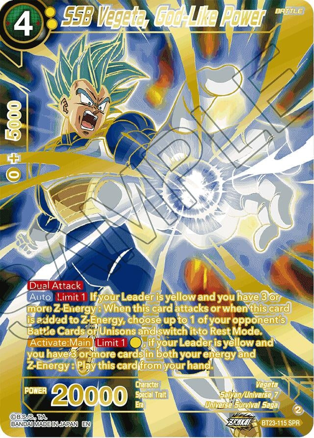 Image for SSB Vegeta, God-Like Power (SPR) (Perfect Combination) (BT23-115) - Dragon Ball Super: Masters