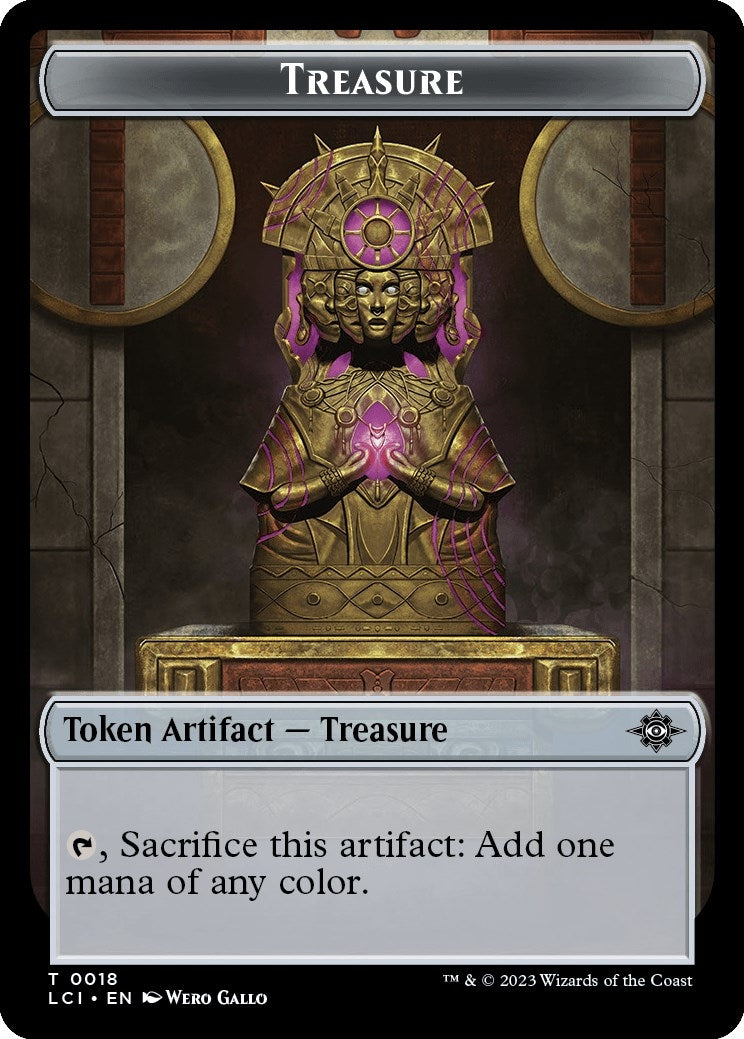 Image for Treasure (0018) // Dinosaur (0001) Double-Sided Token (The Lost Caverns of Ixalan) (18 // 1) - Magic: The Gathering