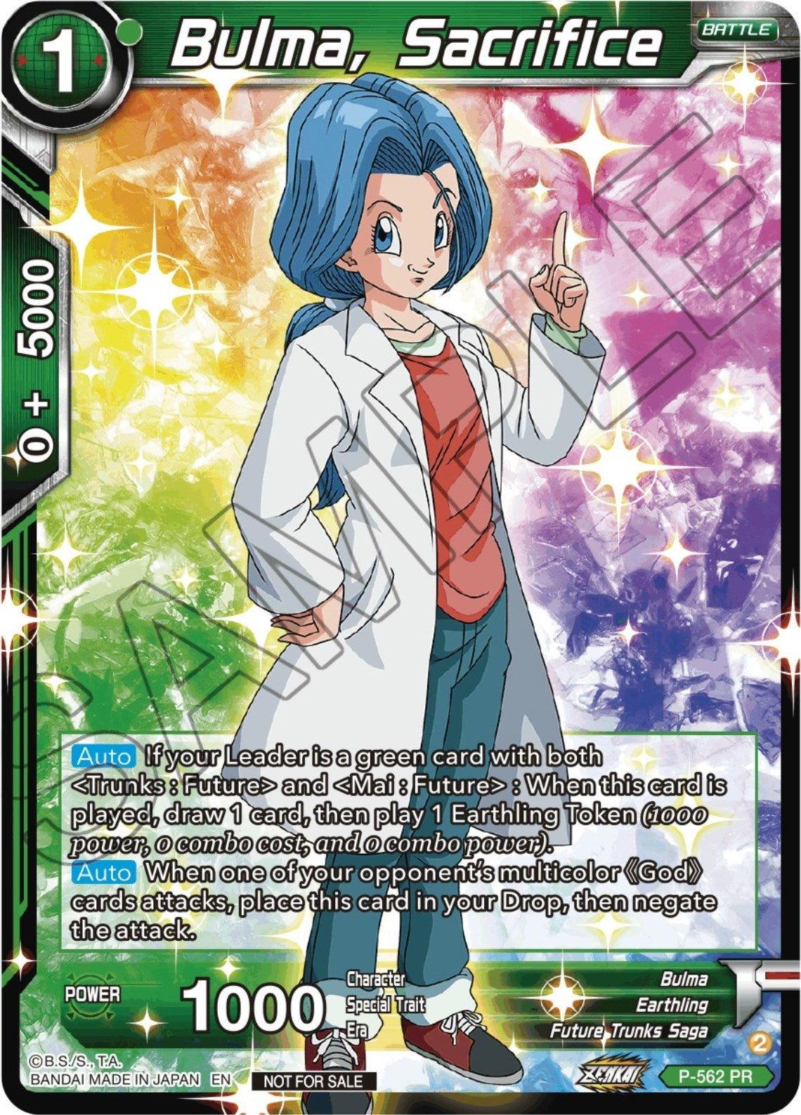 Image for Bulma, Sacrifice (Zenkai Series Tournament Pack Vol.6) (Tournament Promotion Cards) (P-562) - Dragon Ball Super: Masters