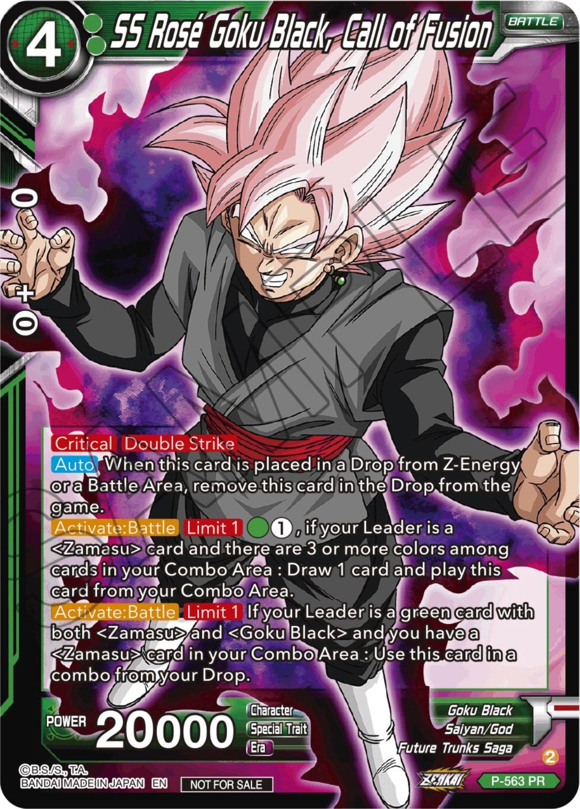 Image for SS Rose Goku Black, Call of Fusion (Zenkai Series Tournament Pack Vol.6) (Tournament Promotion Cards) (P-563) - Dragon Ball Super: Masters