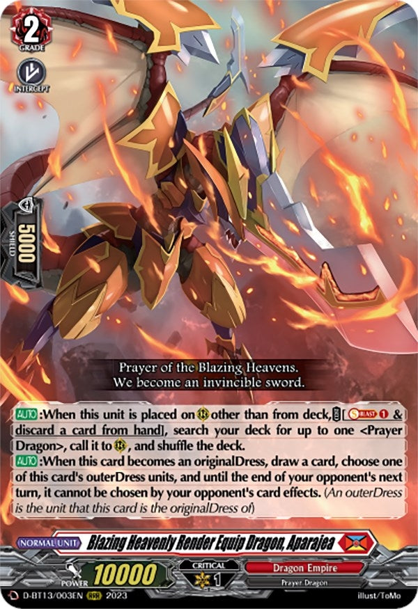 Image for Blazing Heavenly Render Equip Dragon, Aparajea (D-BT13: Flight of Chakrabarthi) (D-BT13/003EN) - Cardfight Vanguard