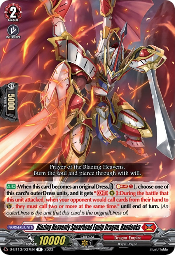 Image for Blazing Heavenly Spearhead Equip Dragon, Nandeeka (D-BT13: Flight of Chakrabarthi) (D-BT13/037EN) - Cardfight Vanguard