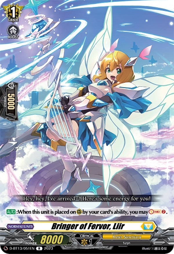 Image for Bringer of Fervor, Liir (D-BT13: Flight of Chakrabarthi) (D-BT13/051EN) - Cardfight Vanguard