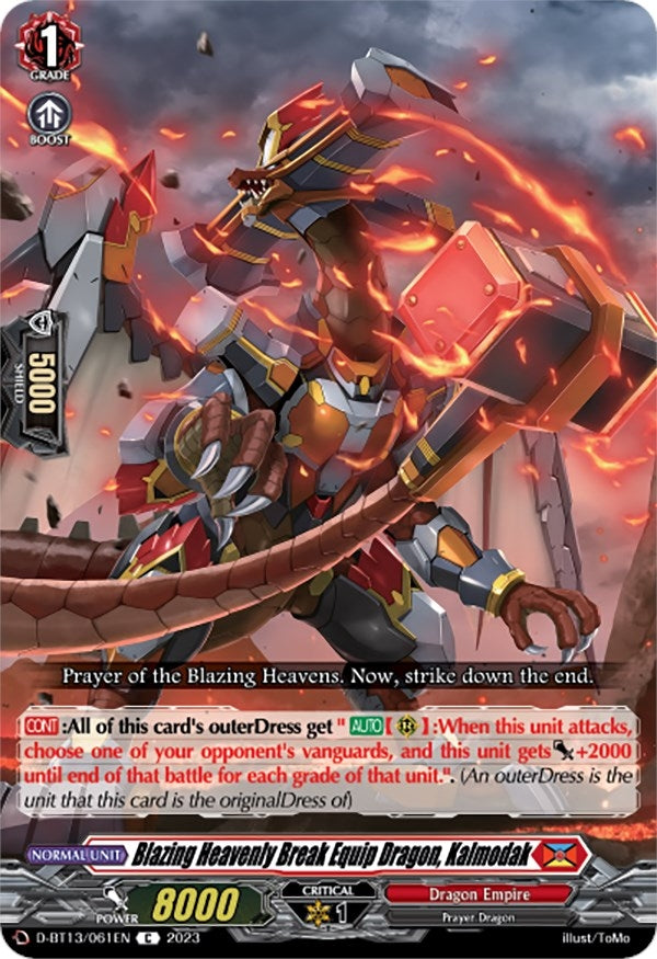 Image for Blazing Heavenly Break Equip Dragon, Kalmodak (D-BT13: Flight of Chakrabarthi) (D-BT13/061EN) - Cardfight Vanguard