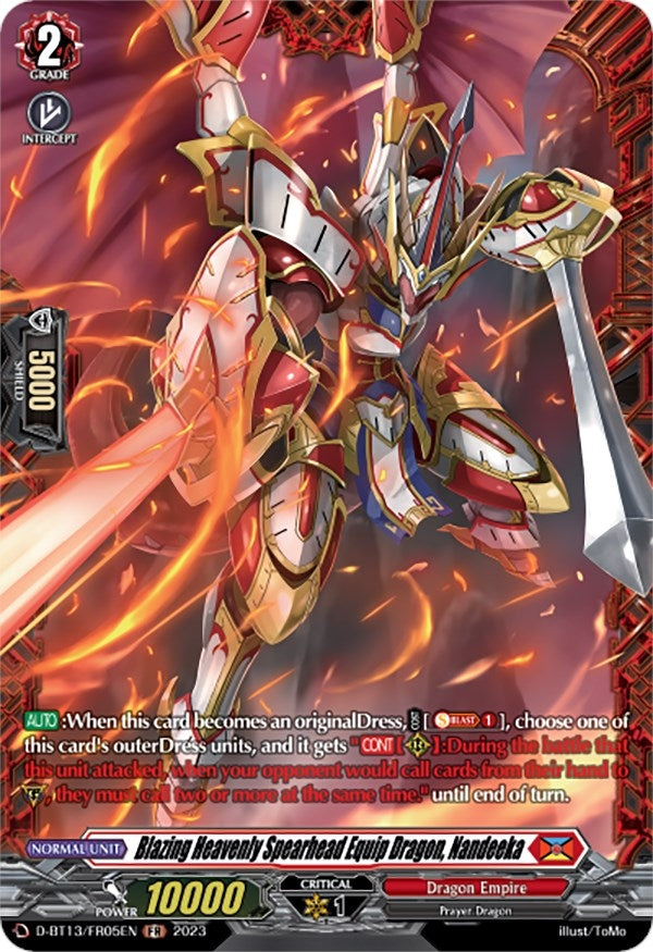 Image for Blazing Heavenly Spearhead Equip Dragon, Nandeeka (FR) (D-BT13: Flight of Chakrabarthi) (D-BT13/FR05EN) - Cardfight Vanguard