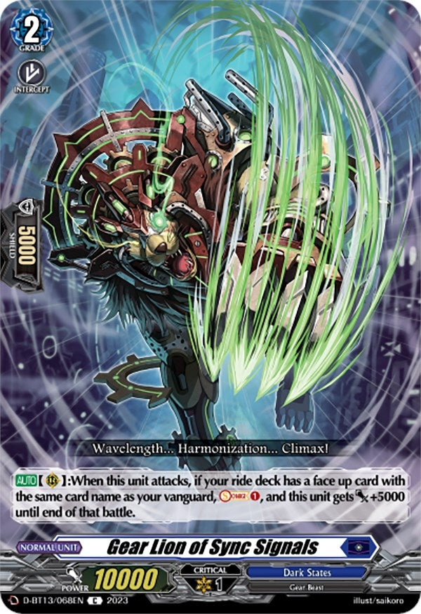 Image for Gear Lion of Sync Signals (D-BT13: Flight of Chakrabarthi) (D-BT13/068EN) - Cardfight Vanguard