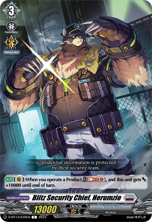 Image for Blitz Security Chief, Herumzie (D-BT13: Flight of Chakrabarthi) (D-BT13/075EN) - Cardfight Vanguard
