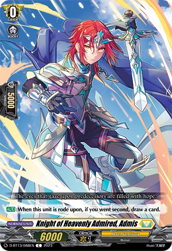 Image for Knight of Heavenly Admired, Admis (D-BT13: Flight of Chakrabarthi) (D-BT13/088EN) - Cardfight Vanguard