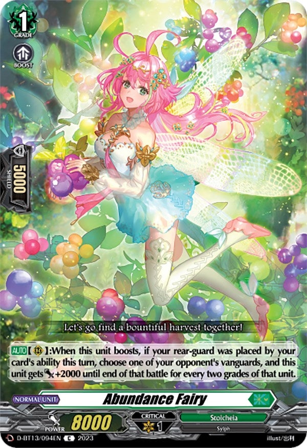 Image for Abundance Fairy (D-BT13: Flight of Chakrabarthi) (D-BT13/094EN) - Cardfight Vanguard
