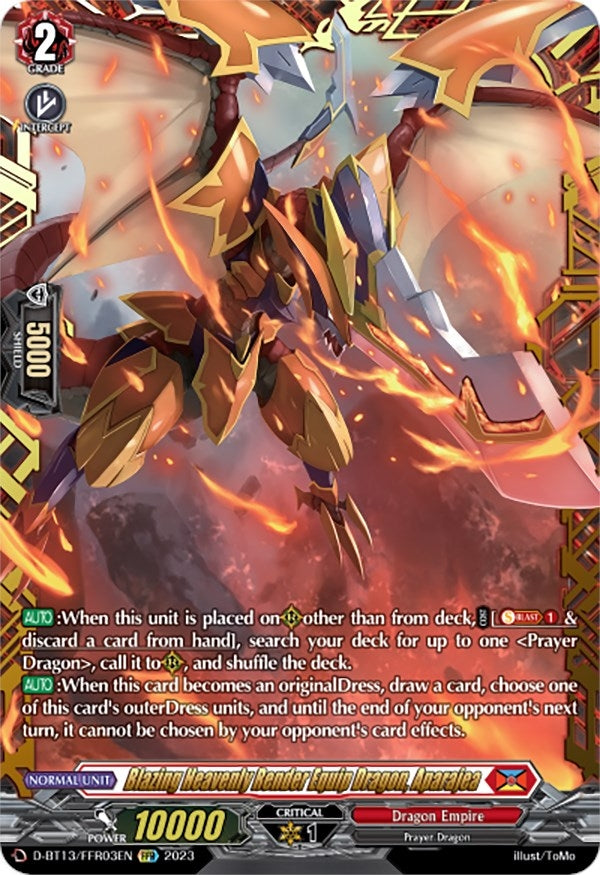 Image for Blazing Heavenly Render Equip Dragon, Aparajea (FFR) (D-BT13: Flight of Chakrabarthi) (D-BT13/FRR03EN) - Cardfight Vanguard
