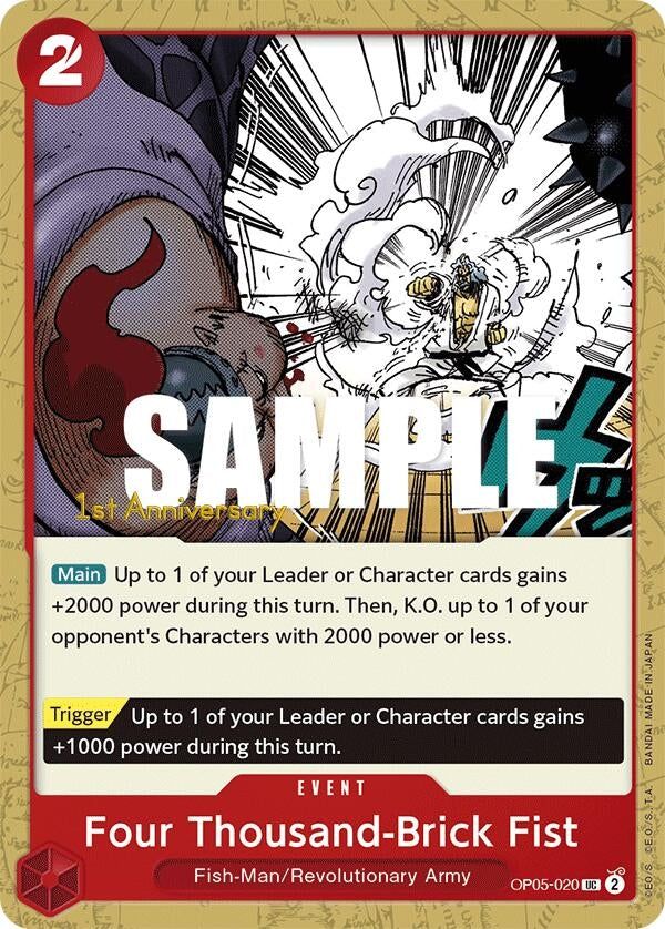 Image for Four Thousand-Brick Fist (Awakening of the New Era: 1st Anniversary Tournament Cards) (OP05-020) - One Piece Card Game