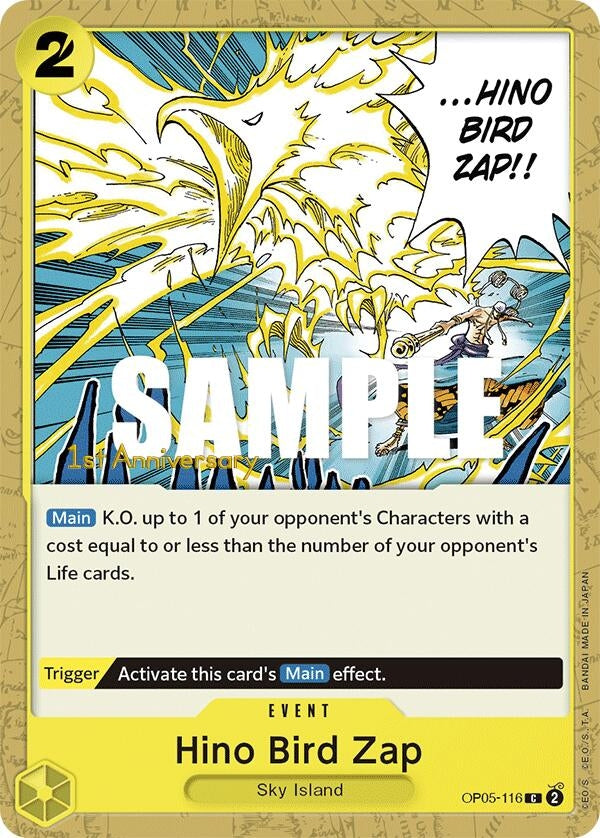 Image for Hino Bird Zap (Awakening of the New Era: 1st Anniversary Tournament Cards) (OP05-116) - One Piece Card Game