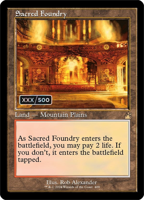Image for Sacred Foundry (Retro Frame) (Serial Numbered) (Ravnica Remastered) (409) - Magic: The Gathering