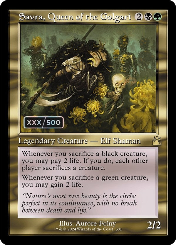 Image for Savra, Queen of the Golgari (Retro Frame) (Serial Numbered) (Ravnica Remastered) (381) - Magic: The Gathering