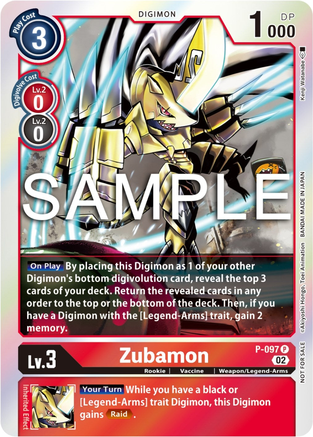 Image for Zubamon - P-097 (Limited Card Pack Ver.2) (D-PR) (P-097 P) - Digimon Card Game