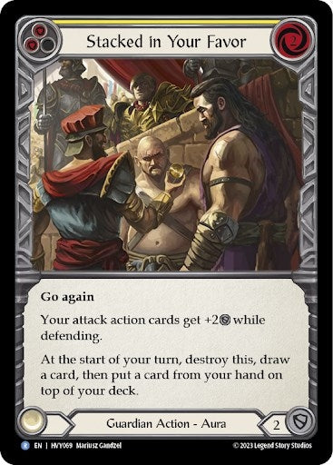 Image for Stacked in Your Favor (Yellow) (Heavy Hitters) (HVY069) - Flesh and Blood TCG