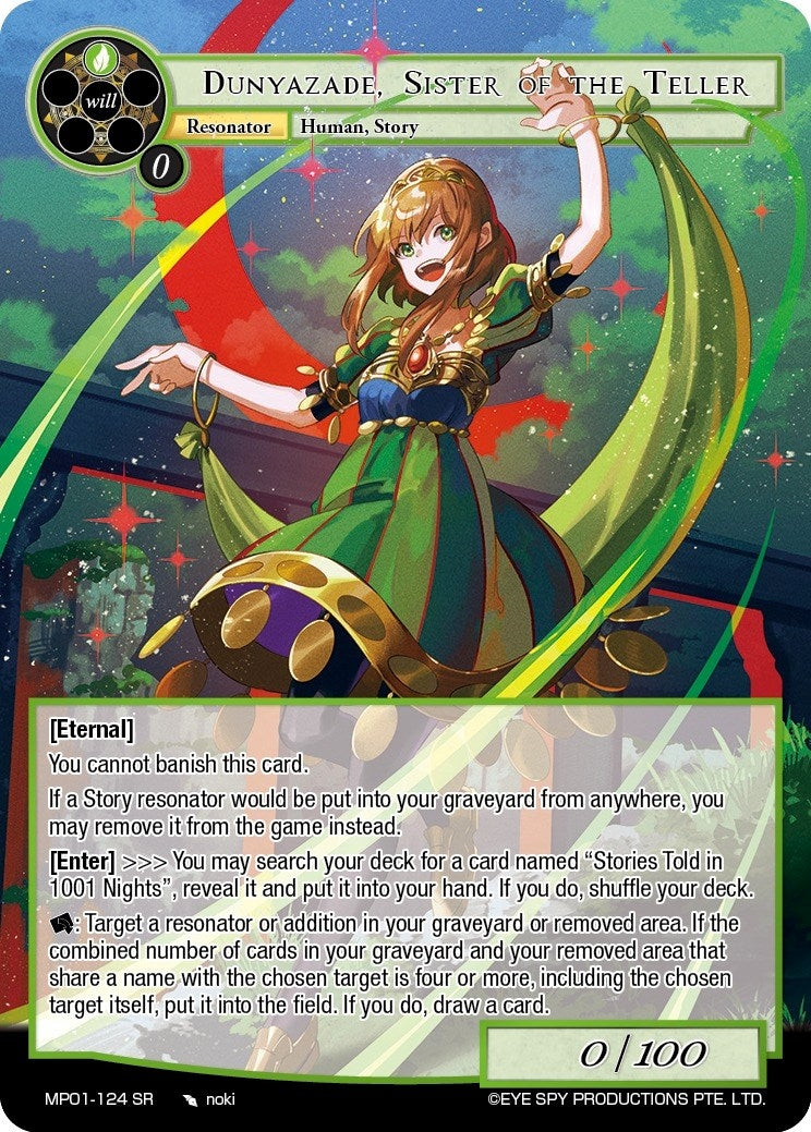 Image for Dunyazade, Sister of the Teller (Masterpiece "Pilgrim-Memories") (MP01-124 SR) - Force of Will