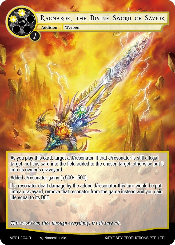 Image for Ragnarok, the Divine Sword of Savior (Masterpiece "Pilgrim-Memories") (MP01-104 R) - Force of Will