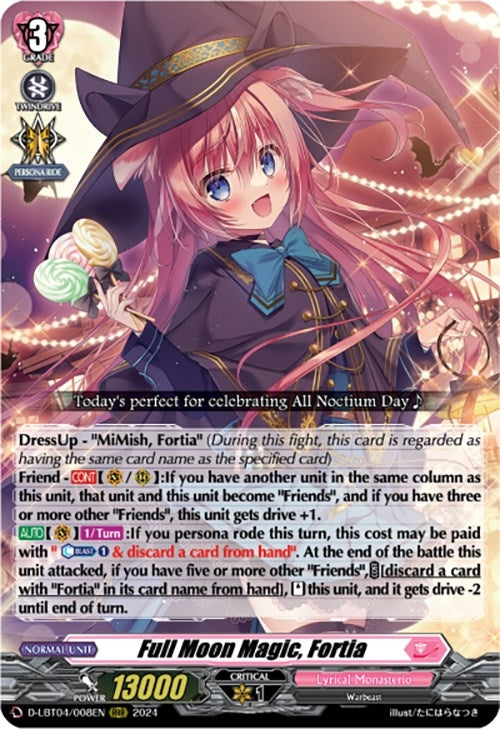 Image for Full Moon Magic, Fortia (D-LBT04: Lyrical Monasterio ~Trick or Trick!~) (D-LBT04/008EN) - Cardfight Vanguard