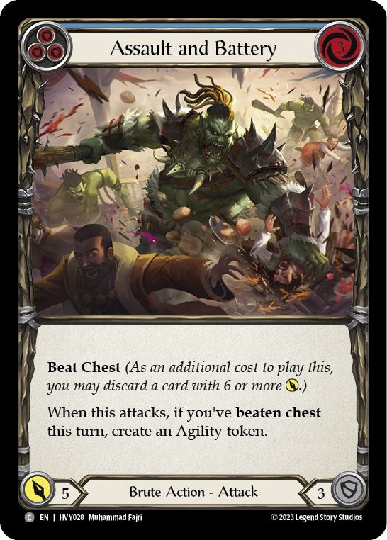Image for Assault and Battery (Blue) (Heavy Hitters) (HVY028) - Flesh and Blood TCG