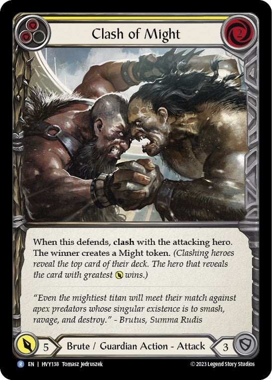 Image for Clash of Might (Yellow) (Heavy Hitters) (HVY138) - Flesh and Blood TCG