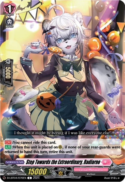 Image for Step Towards the Extraordinary, Radiarno (D-LBT04: Lyrical Monasterio ~Trick or Trick!~) (D-LBT04/070EN) - Cardfight Vanguard