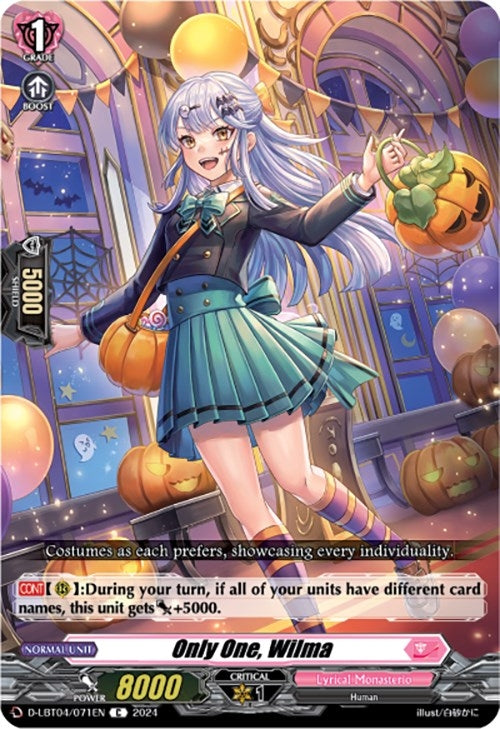 Image for Only One, Wilma (D-LBT04: Lyrical Monasterio ~Trick or Trick!~) (D-LBT04/071EN) - Cardfight Vanguard