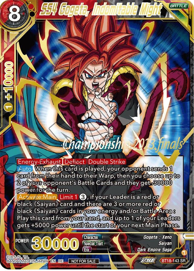 Image for SS4 Gogeta, Indomitable Might (2023 Championship Finals Celebration Pack Deluxe Set) (Tournament Promotion Cards) (BT18-143) - Dragon Ball Super: Masters