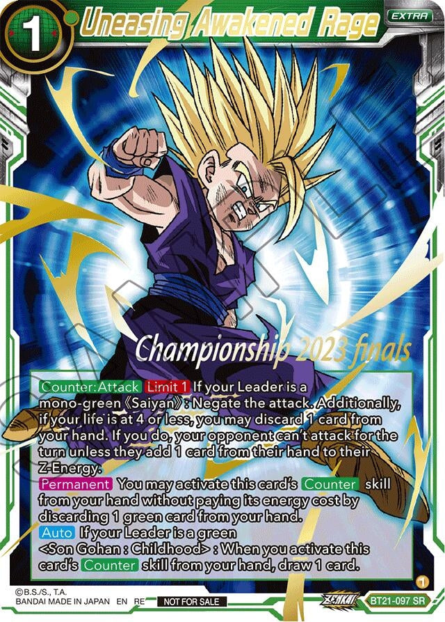 Image for Uneasing Awakened Rage (2023 Championship Finals Celebration Pack Deluxe Set) (Tournament Promotion Cards) (BT21-097) - Dragon Ball Super: Masters