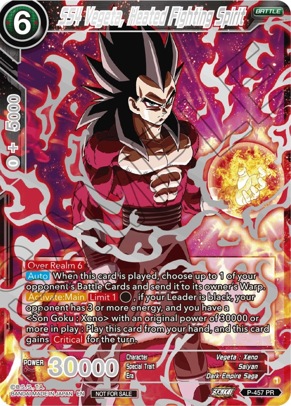 Image for SS4 Vegeta, Heated Fighting Spirit (Championship 2023 Reward Alternate Art Card Set) (Holo) (Tournament Promotion Cards) (P-457) - Dragon Ball Super: Masters