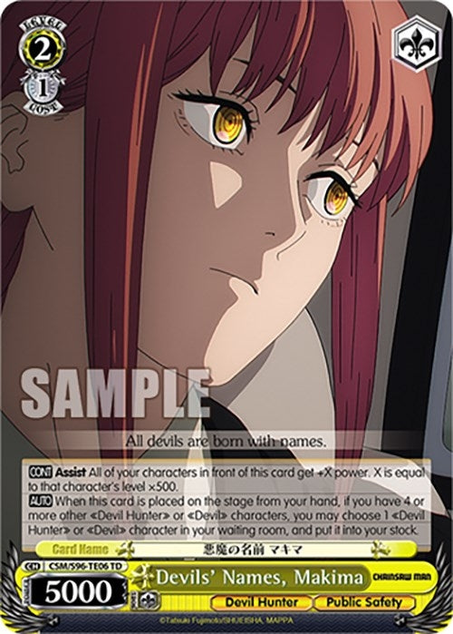 Image for Devils' Names, Makima (Chainsaw Man) (CSM/S96-TE06 TD) - Weiss Schwarz