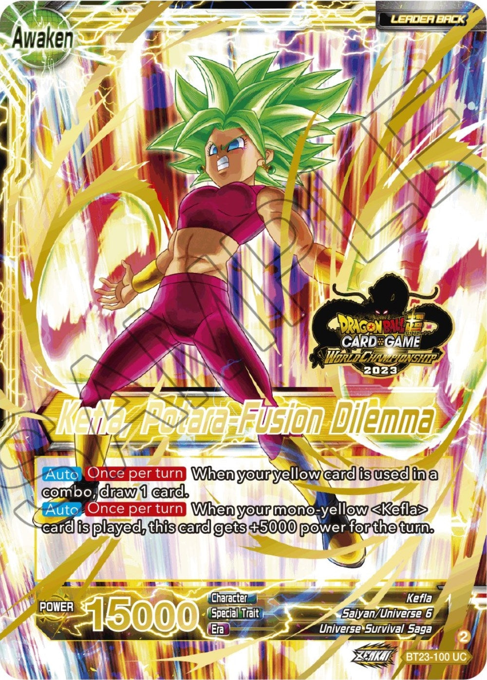 Image for Kale & Caulifla // Kefla, Potara-Fusion Dilemma (2023 Worlds ZENKAI 06 Leader Set) (Tournament Promotion Cards) (BT23-100) - Dragon Ball Super: Masters