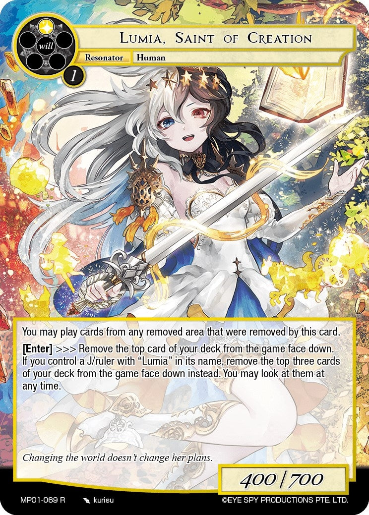 Image for Lumia, Saint of Creation (Masterpiece "Pilgrim-Memories") (MP01-069 R) - Force of Will