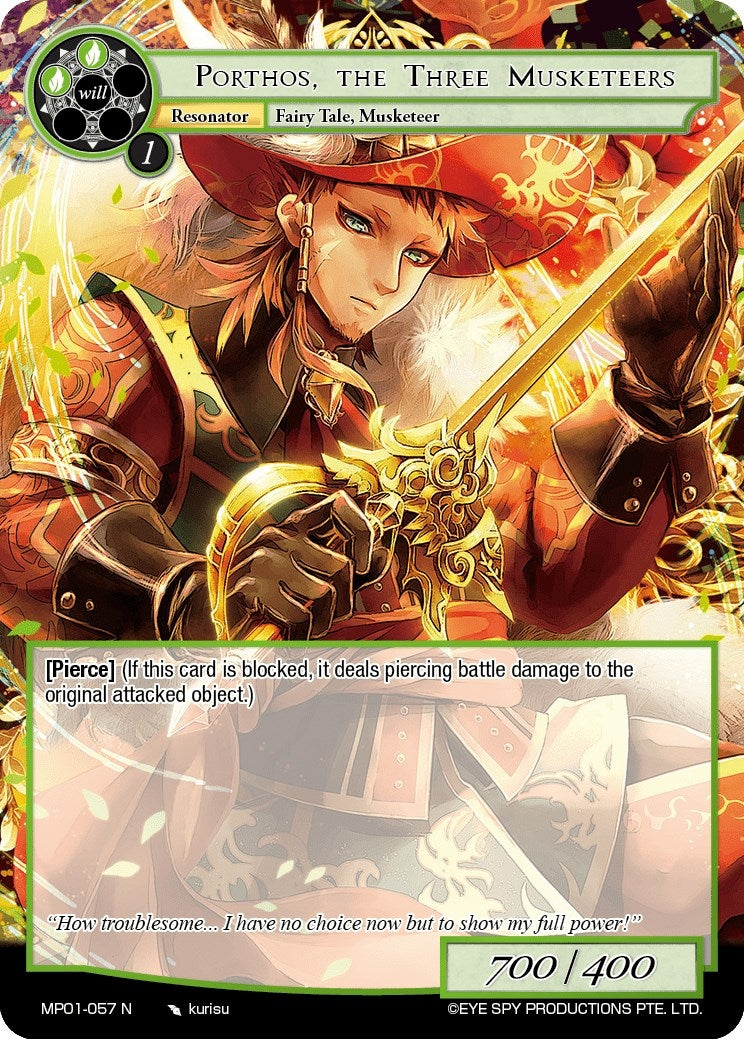 Image for Porthos, the Three Musketeers (Masterpiece "Pilgrim-Memories") (MP01-057 N) - Force of Will