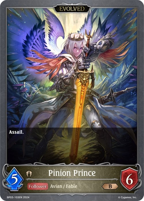 Image for Pinion Prince (Evolved) (BP03: Flame of Laevateinn) (BP03-103EN) - Shadowverse: Evolve